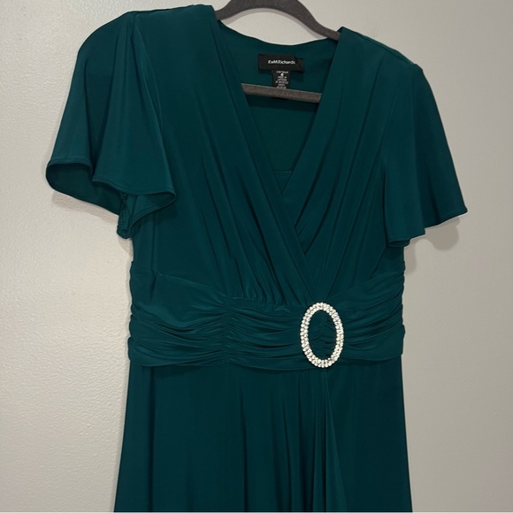R&M Richards Faux Wrap Dress with Waist Embellishment in Hunter Green - Picture 6 of 6